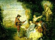 WATTEAU, Antoine karlekslektionen oil